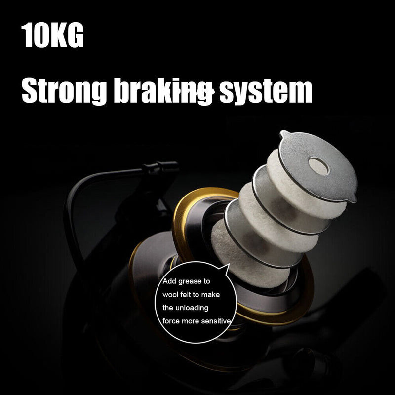 Metal Spinning Fishing Reel 5.2:1 HE1000-5000 Drag Handle Line Spool Fish W