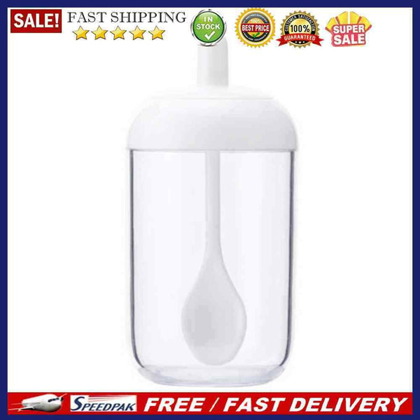 Plastic Seasoning Bottle Spice Salt Pepper Condiment Jar Kitchen Gadgets w/Spoon