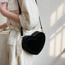 Fashion Women Zipper Small Purse PU Leather Love Heart Crossbody Shoulder Bag