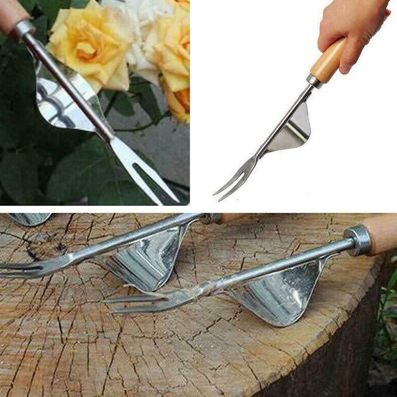 Heavy Duty Hand Weeder Weeding Weed Remover Puller Forks Metal Tool Garden E3H7