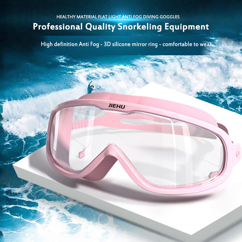 Swimming Glasses Waterproof Anti-fog Adults Diving Goggles (Clear Pink) Newly