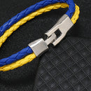 Fashion Ukraine Bracelets Braided Woven Leather Blue Yellow Ukrainian Wristband