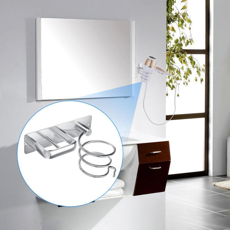 Wall Mounted Hair Dryer Storage Rack Bathroom Drier Blower Stand Hanger Holder