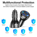 4 Ports USB QC3.0 Charger 50W 7A Auto Fast Charging Adapter in Car (Black) Newly