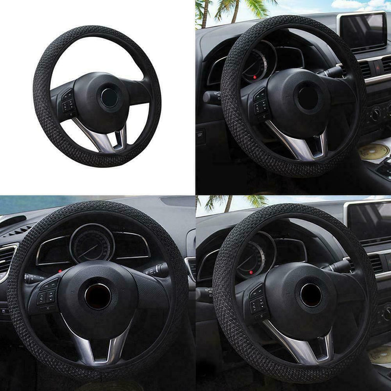 Schwarzes Auto Lenkradbezug Mikrofaser Leder Atmungsaktiv Anti-Rutsch 15 B4T2