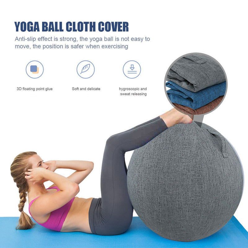 Cotton Linen Yoga Exercise Balance Ball Protective Cover (Navy Blue 65cm) Newly