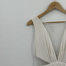 BCBGMAXAZRIA Dress Women Medium White Gown Sheer Cut Out Flowy Fairy Retro 70s