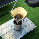 #A Stainless Steel Folding Coffee Filter Holder Storage Bag Outdoor Camping Tool