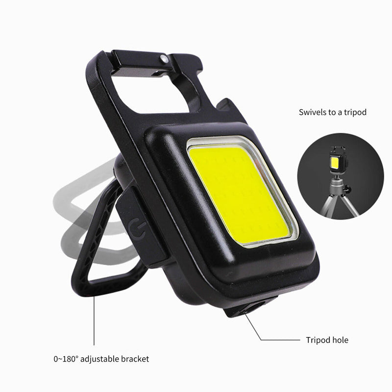 Mini Flashlight 500LM COB Bright Rechargeable Keychain for Tent Camping Fis