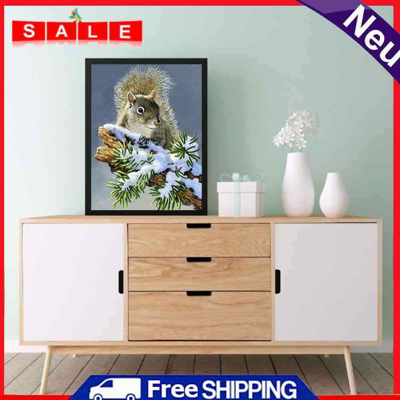 5D DIY Diamond Painting Full Round Drill Winter Squirrel Wall Decor Rhinestone