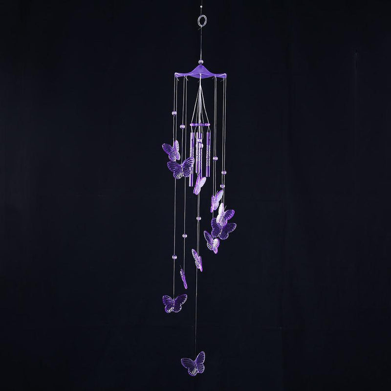 Butterfly Bell Wind Chimes Creative Home Yard Garden Hanging Decor(Purple)