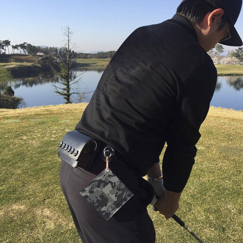 Double-Sided Golf Ball Cleaning Towel Cloth with Carabiner Hook Golf Accessor