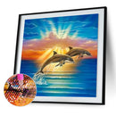 Jumping Dolphin Full Round Drill DIY Mosaic Diamond Painting Rhinestone Decor