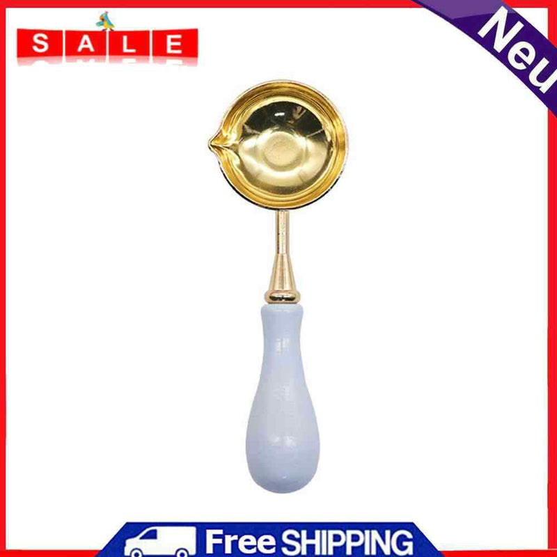 Sealing Wax Spoon Solid Wood Retro Wax Decorative Stamp Craft (Light Blue)