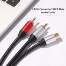RCA 1 Female to 2 Male Adapter Audio Y Splitter Cable Amplifier Subwoofer Newly