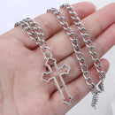 Jewelry Punk Choker Long Chain Hollow Cross Pendant PadLock Pendant Necklace