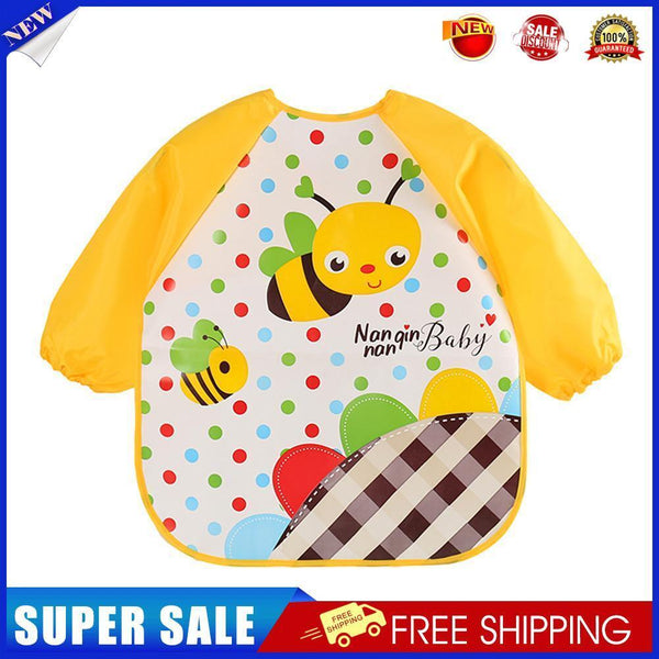 Cartoon Waterproof Unisex Baby Feeding Long Sleeve Art Apron Animal Bibs(B)