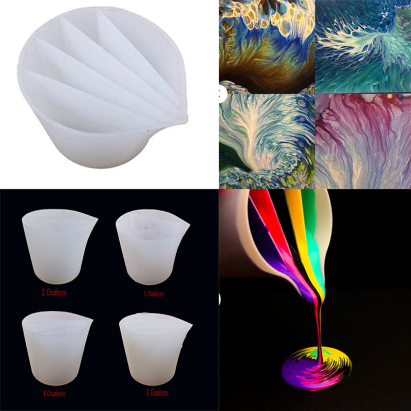 4pcs Split Color Mixing Cup for Art Paints 5 Channels Pouring Cup White (5)