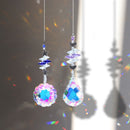 2pcs Prism Hanging Drop Window Crystals Rainbow Catcher Wind Chime Car Ornament