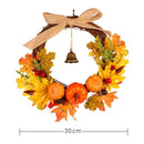 Fall Door Maple Leaf Garland Pumpkin Wreath Halloween Floral Hoop Harvest Decor