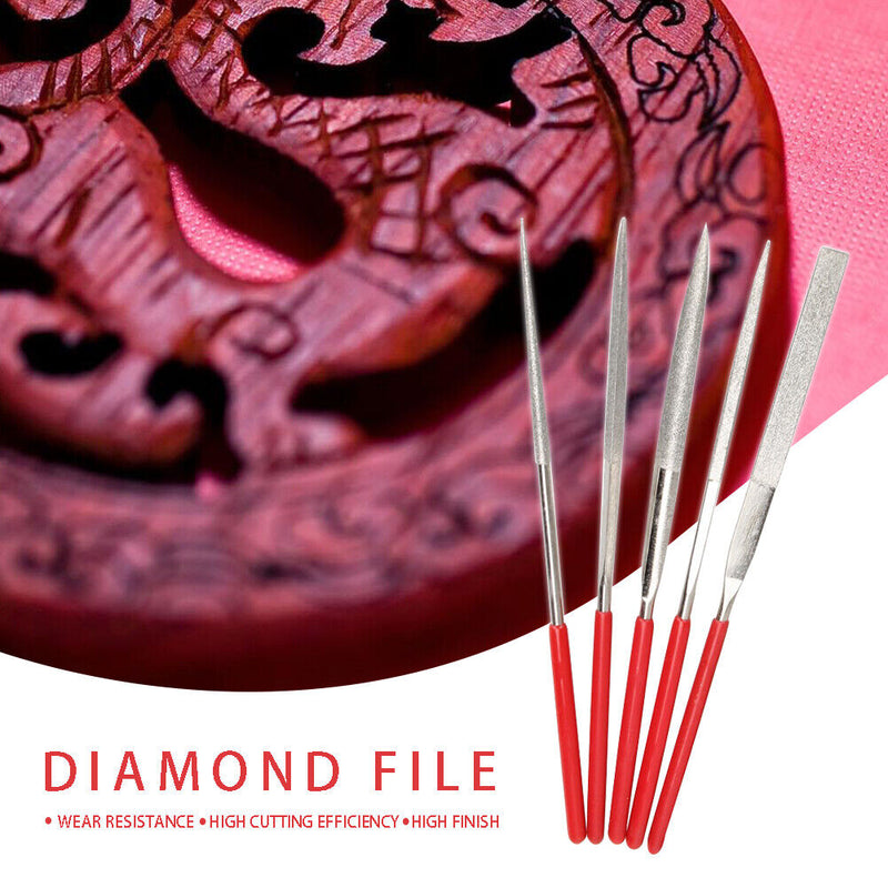 5pcs Needle Files Set for Metal Glass Stone Jewelry Wood Carving Polishing Newly