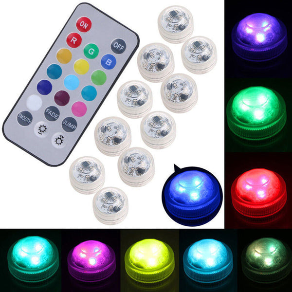 Wireless Waterproof 3 LED Light RGB Remote Controller Submersible Lamp