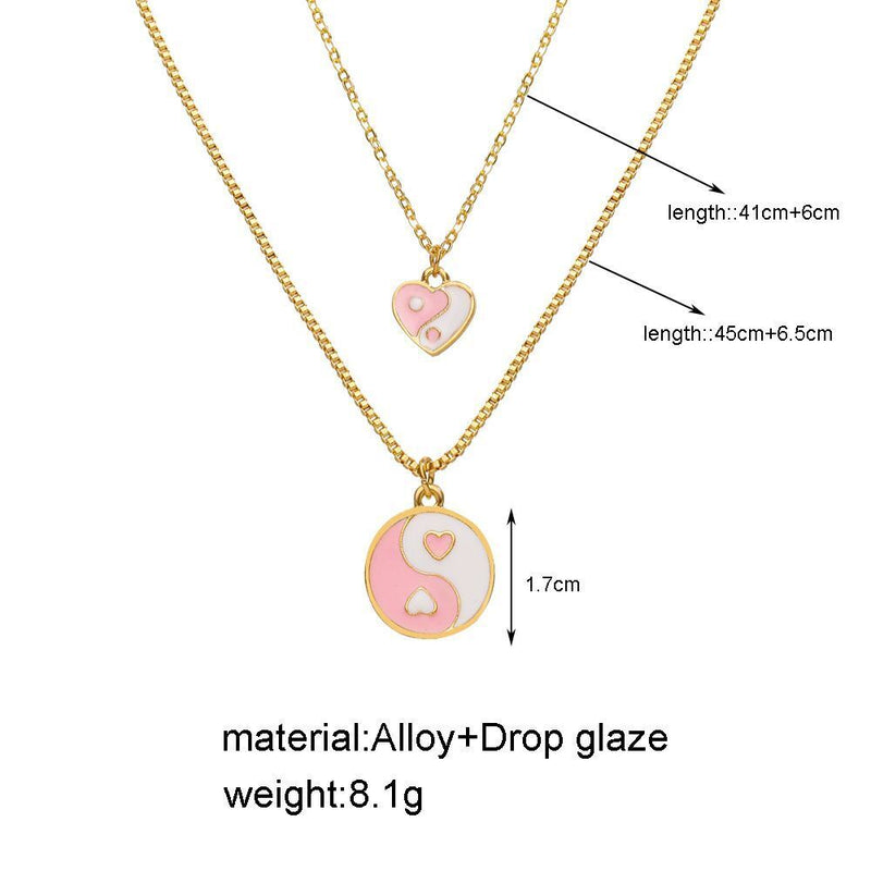 Women Girls Jewelry Tai Chi Round Love Choker Pendant Clavicle Chain Necklace