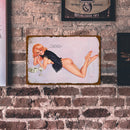 Metal Tin Sign Poster Retro Girl Plate Plaque for Bar Pub Club Wall Art (B)