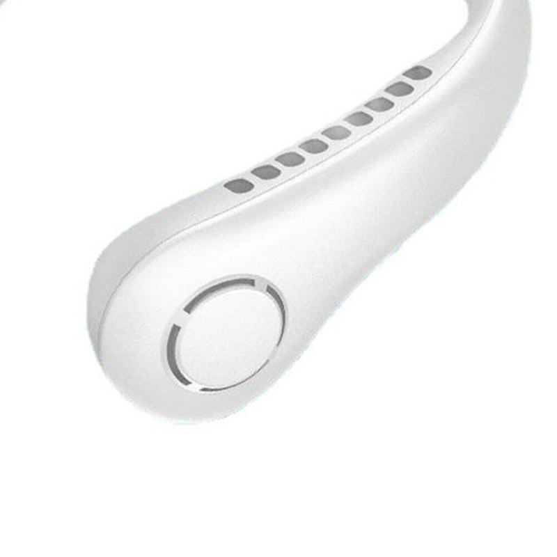 Mini Bladeless Hanging Neck Fan USB Rechargeable Summer Air Cooler (White)