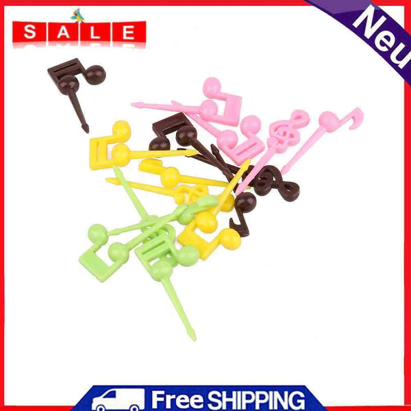 16pcs/Novelty Fruit Forks Plastic Musical Note Shape Food Fruit Fork