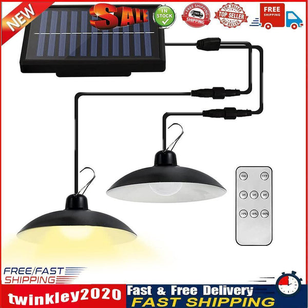 Solar LED Pendant Lights Outdoor Garden Wall Chandelier (Double Head Warm) Newly
