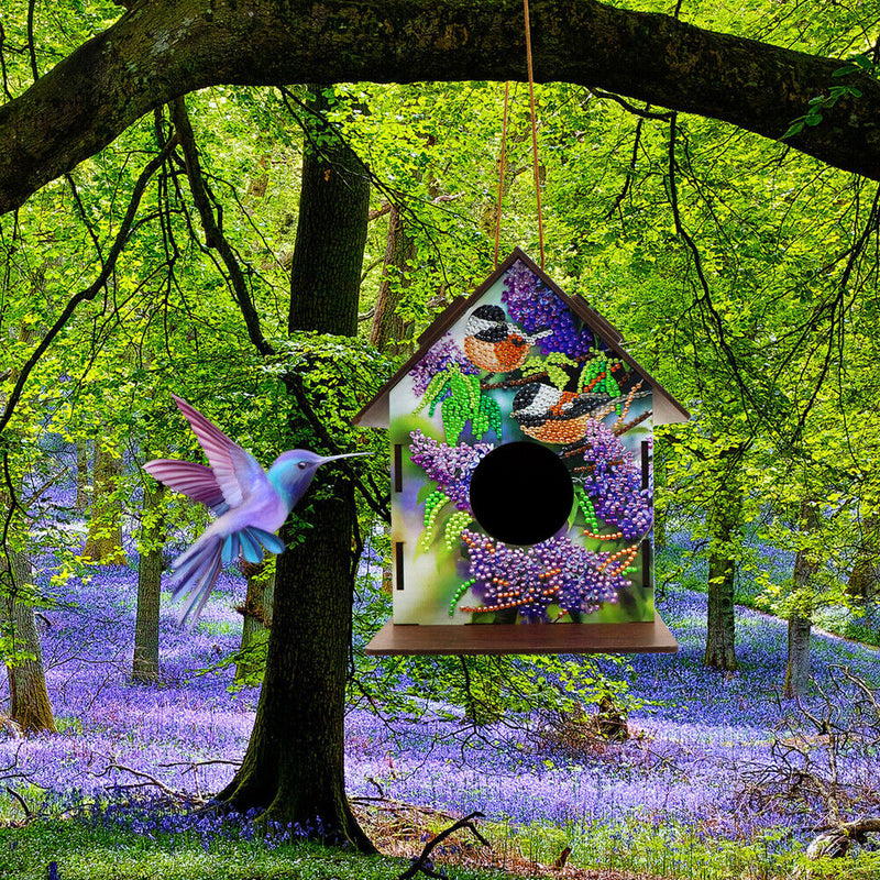 Wooden Bird House DIY Diamond Painting Bird Nest Hut Parrot Cage Indoor Outdo