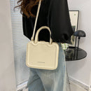 Women Mini Square Bag Solid Color Top-handle Handbags PU Leather Shoulder Tote