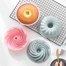 Silicone Cake Molds 6 inch Round Spiral Savoirin Pan Baking Tray (Blue A)