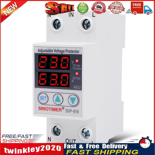 SVP-916 Adjustable Voltage Surge Protector Limit Current Protection (63A) Newly