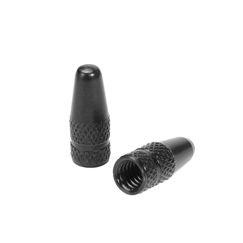 4pcs Presta Valve Stem Caps+ 4pcs Valve Cores+ Wrench Tool Kit (Black)