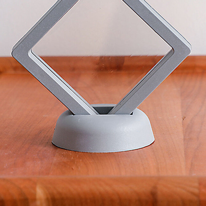 10pcs Floating Display Stands Clear Jewelry Necklace Box (Grey 7x7x2cm) Newly