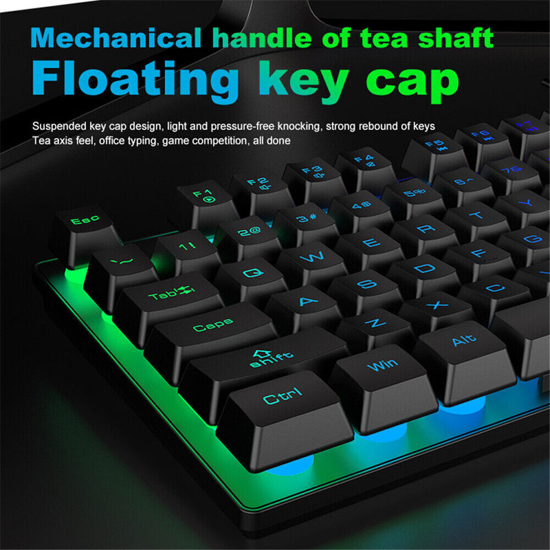 K16 87 Keys RGB Mechanical Gaming Keyboard Wired Backlit for Gamer PC Laptop