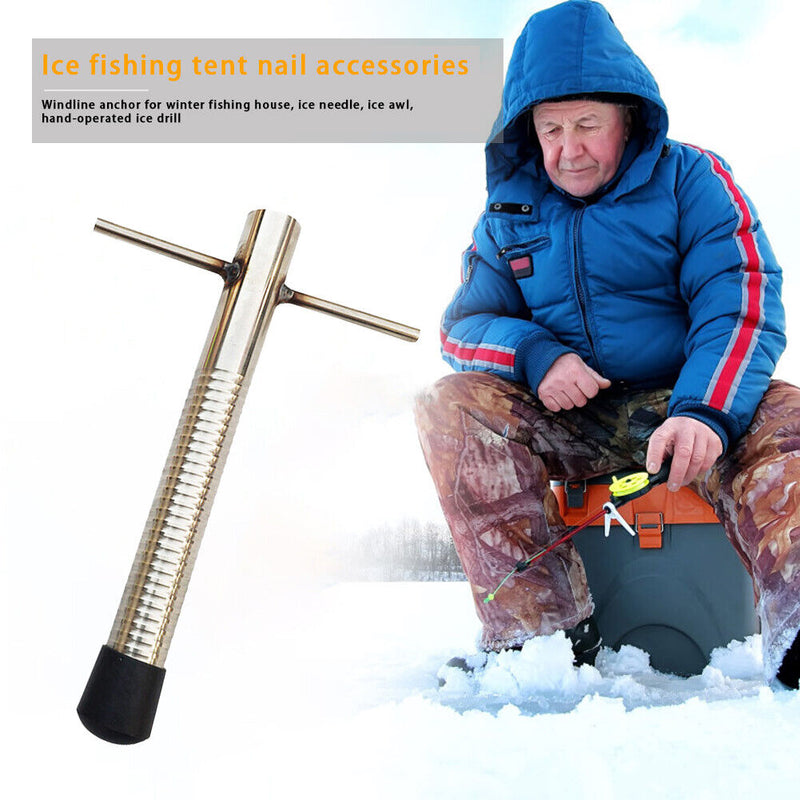 Ice Fishing Auger Drill Tent Pegs Fixed Winter Fishing Rod Holder Drill (1)