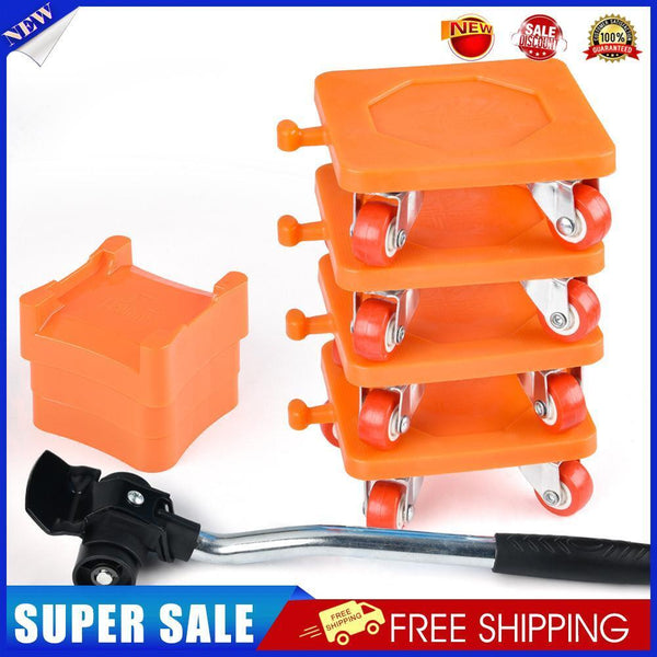 Household Transport Heavy Furniture Mover Wheeled Rollers Bar (Orange)