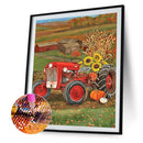 5D Rhinestone Pictures DIY Red Tractor Full Round Drill Diamond Painting Kit