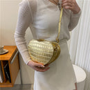 Love Heart-shaped Crossbody Bag PU Leather Women Fashion Stone Pattern Purse