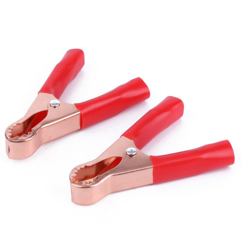 2 Red+ 2 Black 50A Copper Coated Car Battery Test Clips Alligator Clamps