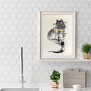 Partial Embroidery 14CT DIY Ink Cat Building Counted Cross Stitch Kit Art Newly