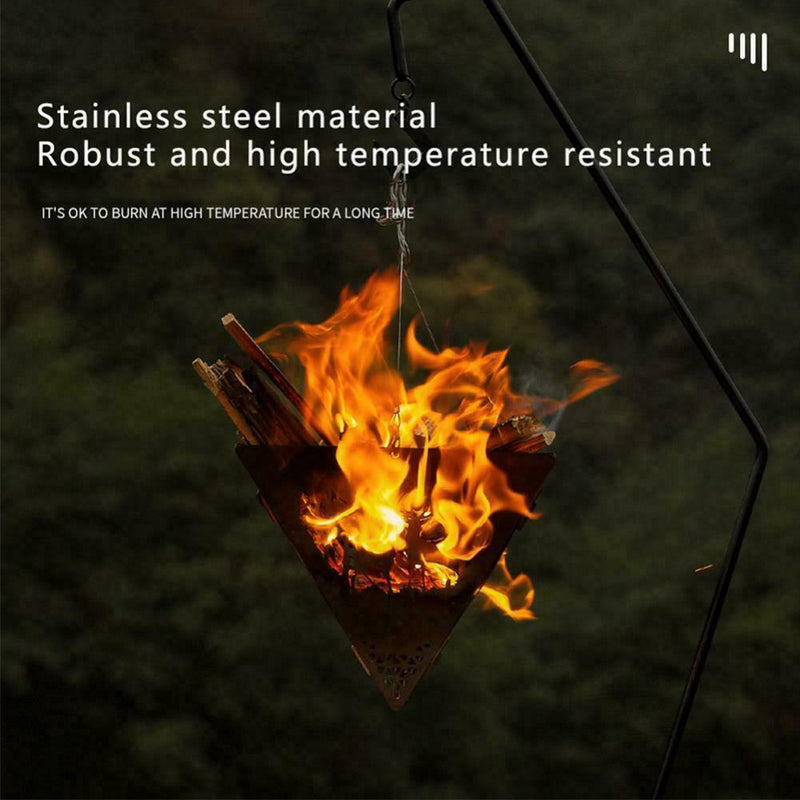 Outdoor Triangle Wood Burning Stove Portable Camp Firewood Steel U8Q6