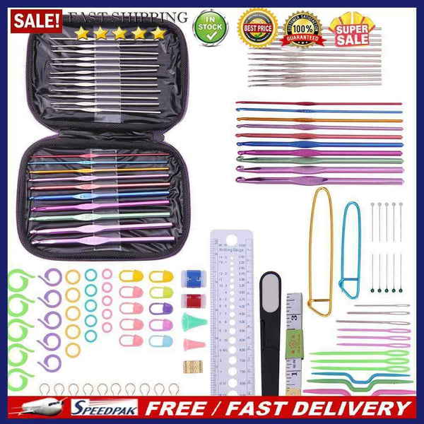 22pcs Crochet Hooks Yarn Crochet Needles Stitches Weave Knitted Craft Kit