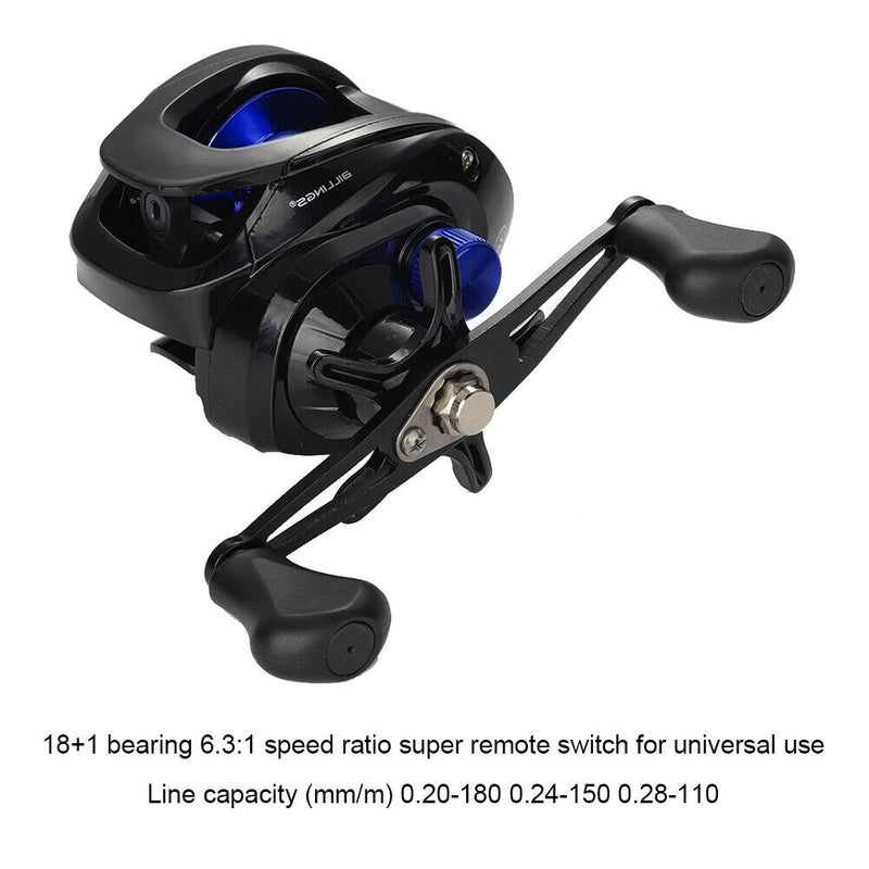 #A 18+1 BBs 6.3/1 Speed Ratio Right/Left Hand Low Profile Baitcasting Fishing Re