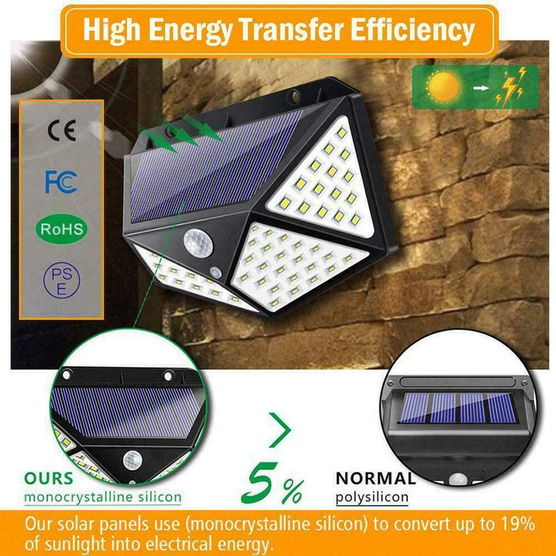 100 LED Solar Power PIR Sensor Motion Wall Light Outdoor Garden Waterproof hot.