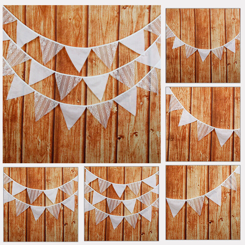 12 Flags White Flower Lace Flag Banner Pennant Wedding/Birthday Party Decor