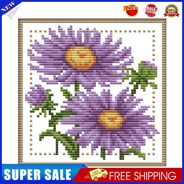 12 Month Flower Cross Stitch Printed Canvas DIY Needlework (September H431)